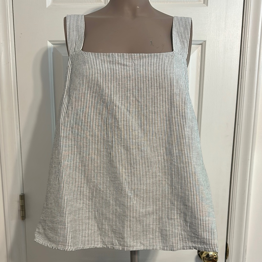 J.Crew Striped Linen-blend Squareneck tank top